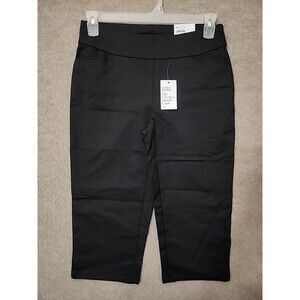 Croft & Barrow Effortless Stretch Capri Pants Womens 6 Petite Black Pull On NEW